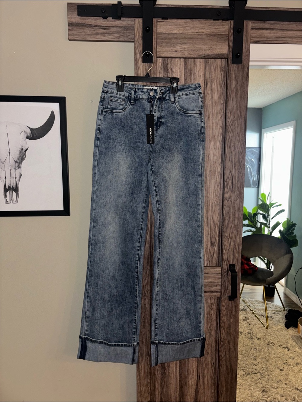 Fashionnova High-Rise Wide-Leg Jeans - Washed Blue